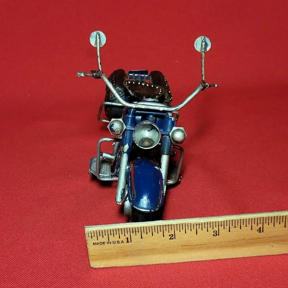 Vintage Motorcycle Custom Blue Metal Model